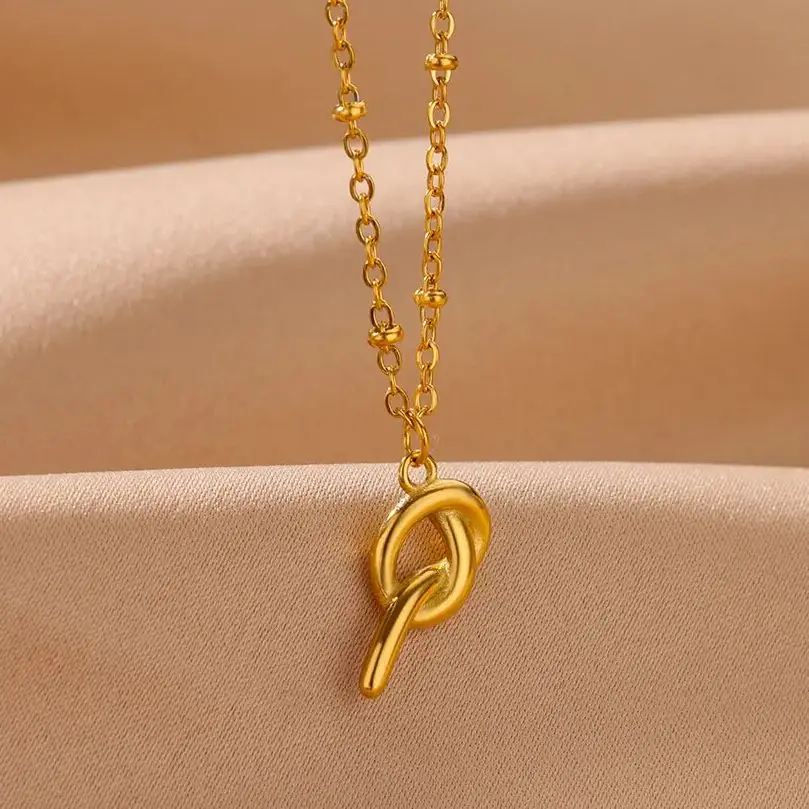 Steel Twist Pendant Necklaces Women Gold Geometric Necklace