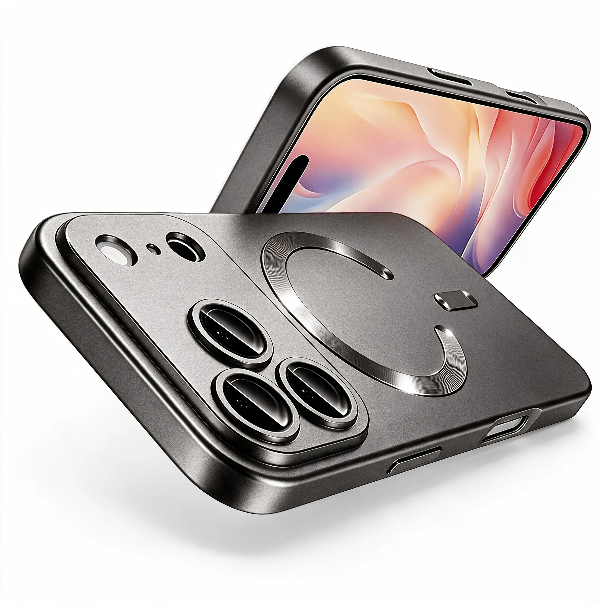 Enhanced Magsafe Magnetic Wireless Charging Silicone Case with Glass Lens Protection Cover