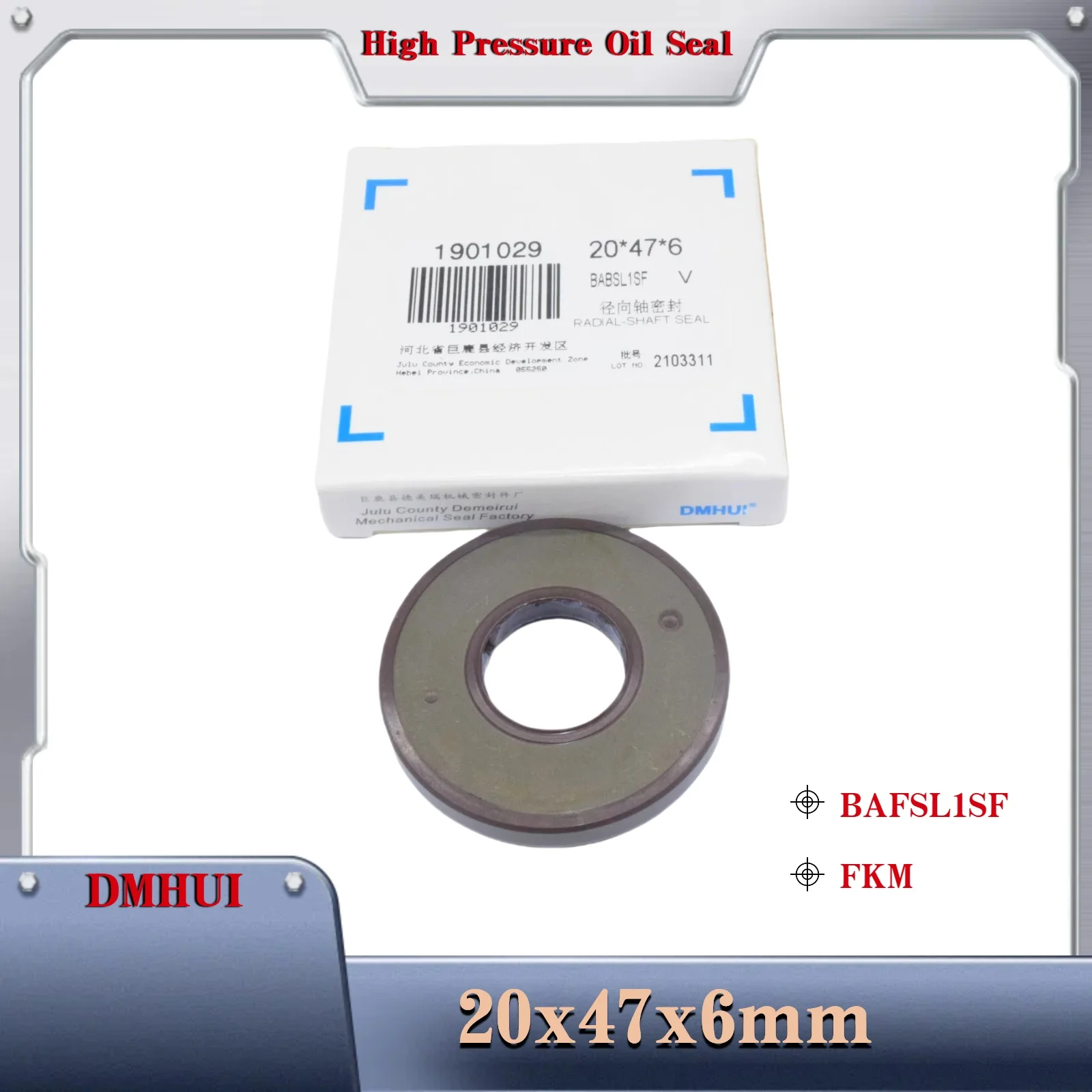 DMHUI, 고압 오일 씰 모델 20×47×6 BAFSL1SF/FKM, 유압 펌프/모터 로터리 샤프트 씰링용 20X47X6