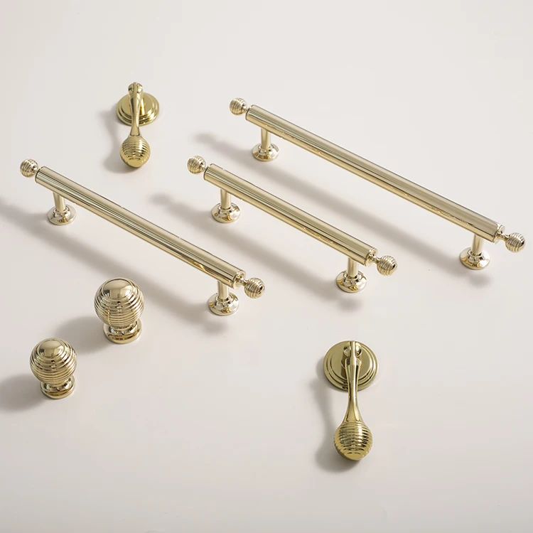 Bright Gold Brass Round Ball Cabinet Knobs,