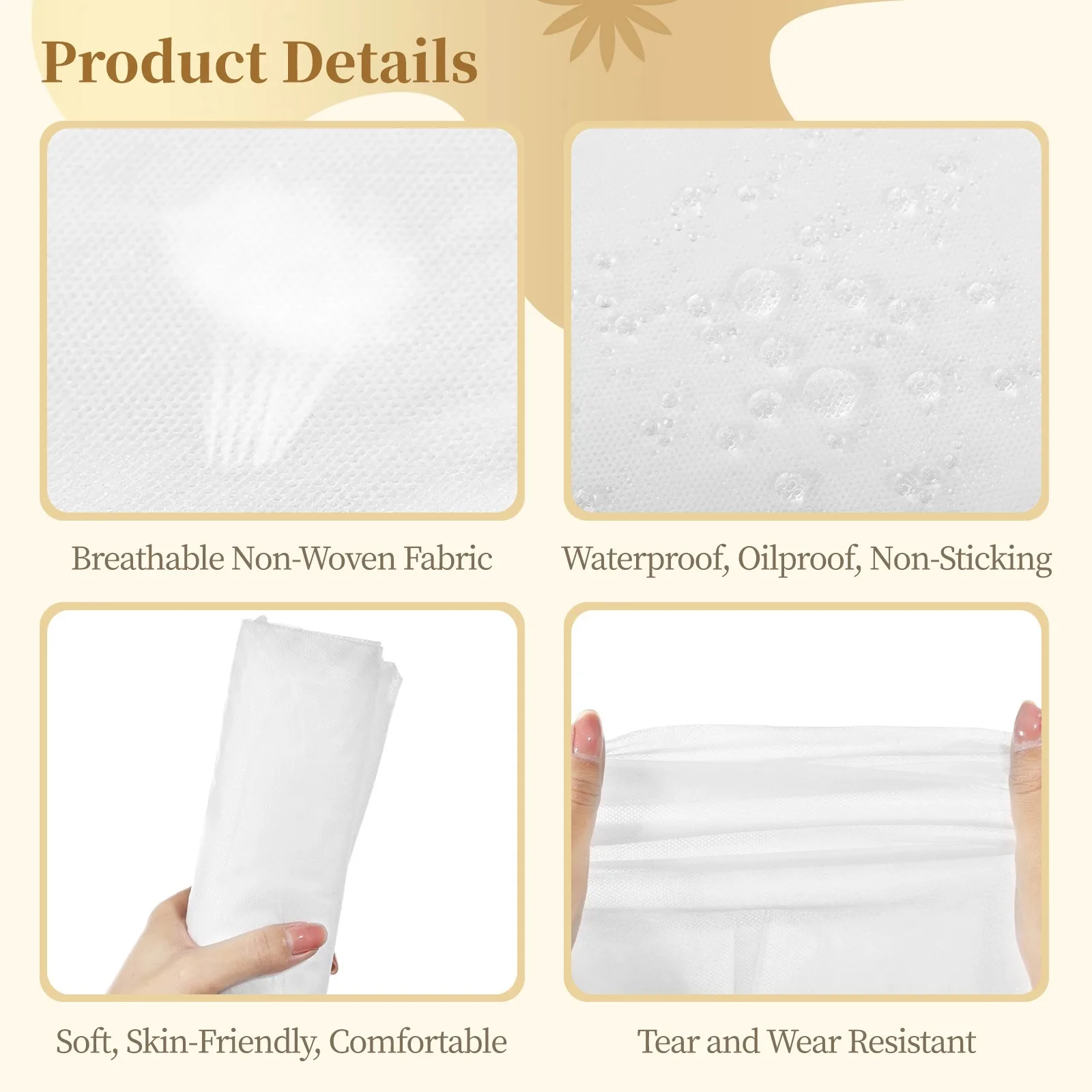 50Pcs White Fitted Massage Bed Sheets Disposable Massage Cover Non-Sticking Non-Woven Fabric Bed Sheet Single Use Hygiene Sheets