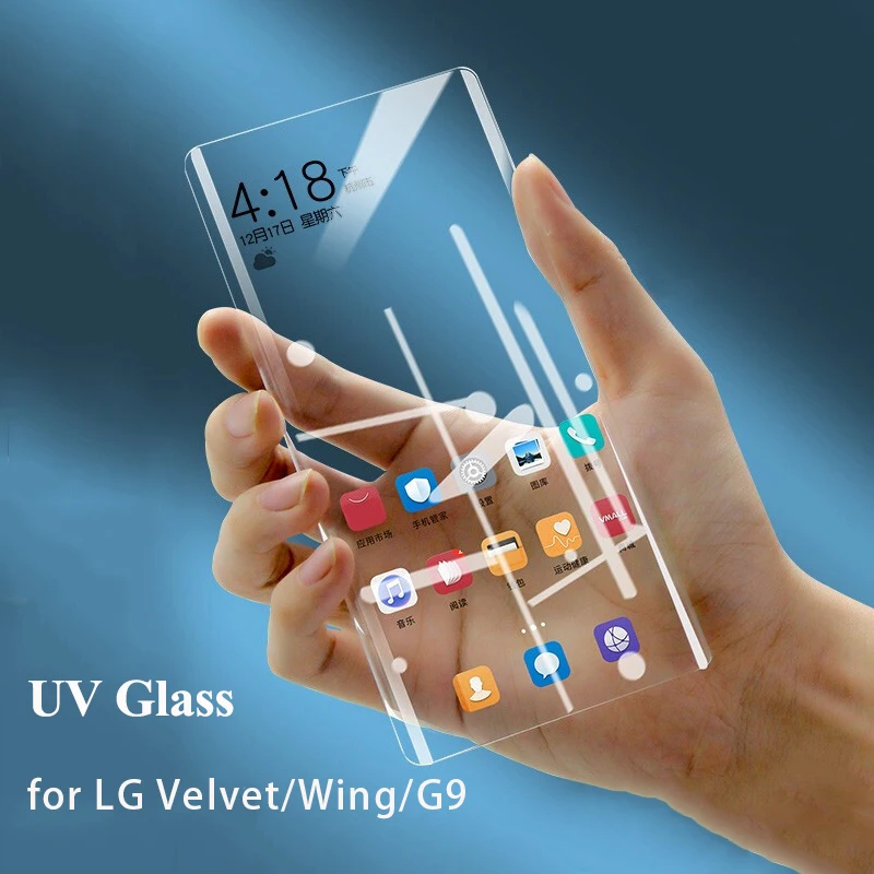 Per Lg Velvet G9 Wing Uv Liquid Screen Protector 3D Full Cover Vetro Temperato Per Lg Velvet Wing Pellicola Protettiva Adesiva Completa