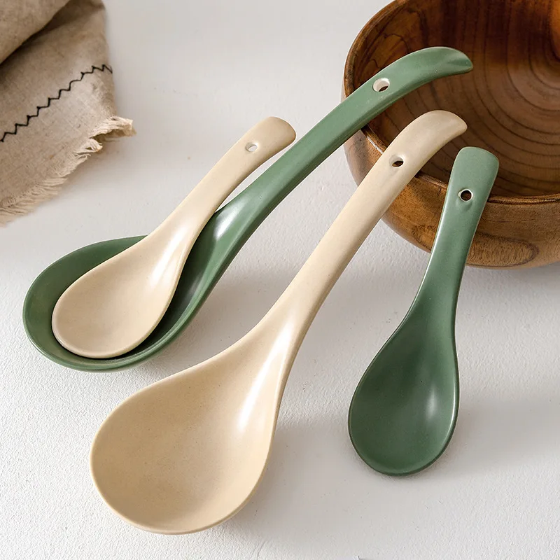 

4PCS Nordic Soup Spoon Ceramic Household Large Spoon Porridge Soup Spoon Soup Tableware Grapefruit Spoon Tiny Spoon