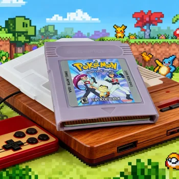 Cartuccia per console per videogiochi a 16 bit Scheda di gioco GBC Team Rocket Edition Versione USA Grigio Ahell Crystal Shell