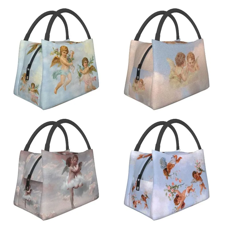 

Cupid Angels In Heaven Lunch Bag Women Aesthetic Renaissance Art Lunch Container for Outdoor Picnic Storage Meal Food Box