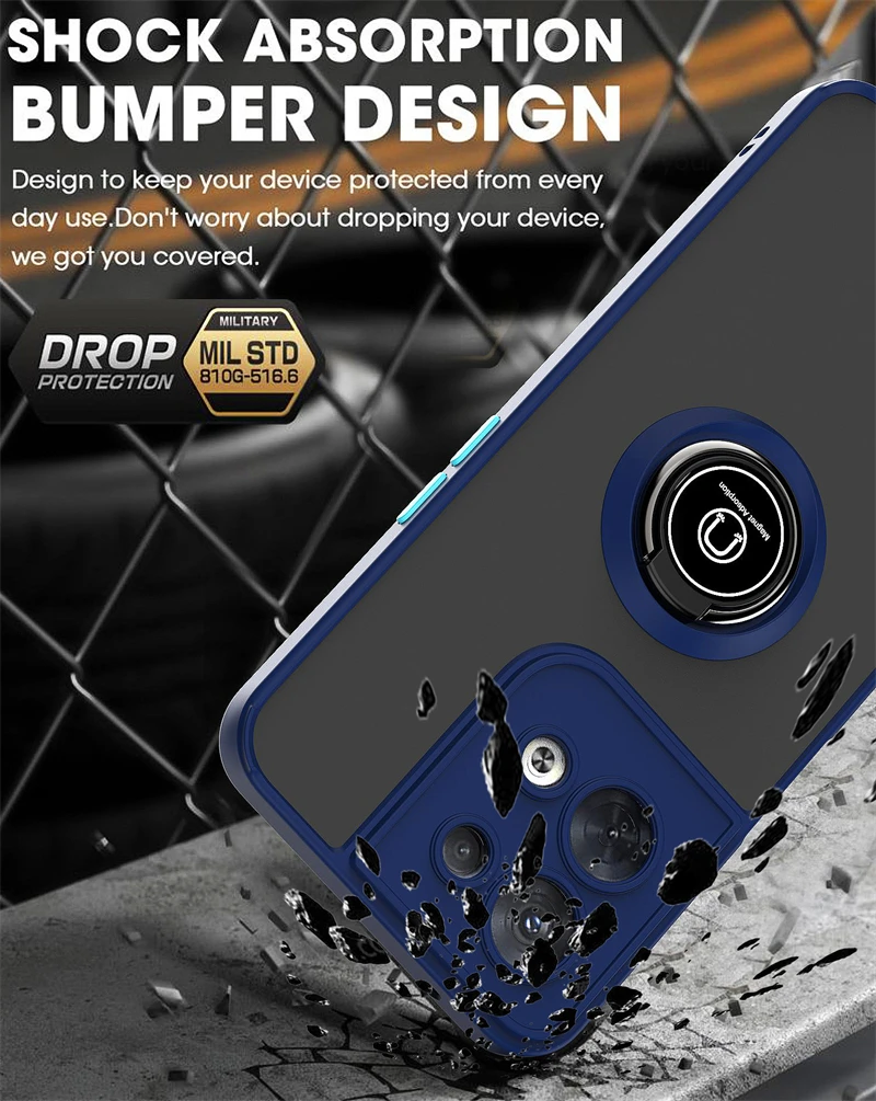 Opaca Supporto per Auto Supporto Magnetico Anello Cassa Del Telefono per OPPO Reno 8 7 6 5 4 Pro REALME 10 9 A54 A74 A9 A53 A58 A17 Indietro_voghion.com