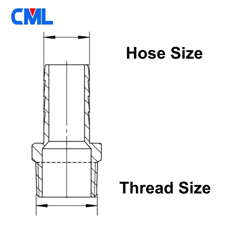 Hose Pipe Fitting Pipe Fitting Water Pipe Fitting 6 8 10 12 13 15 16 18 19 20mm 1/8" 1/4" 3/8" 1/2" 304 Stainless Steel BSPT Male Thread Barb Hose Pagoda Joint Coupling Connector