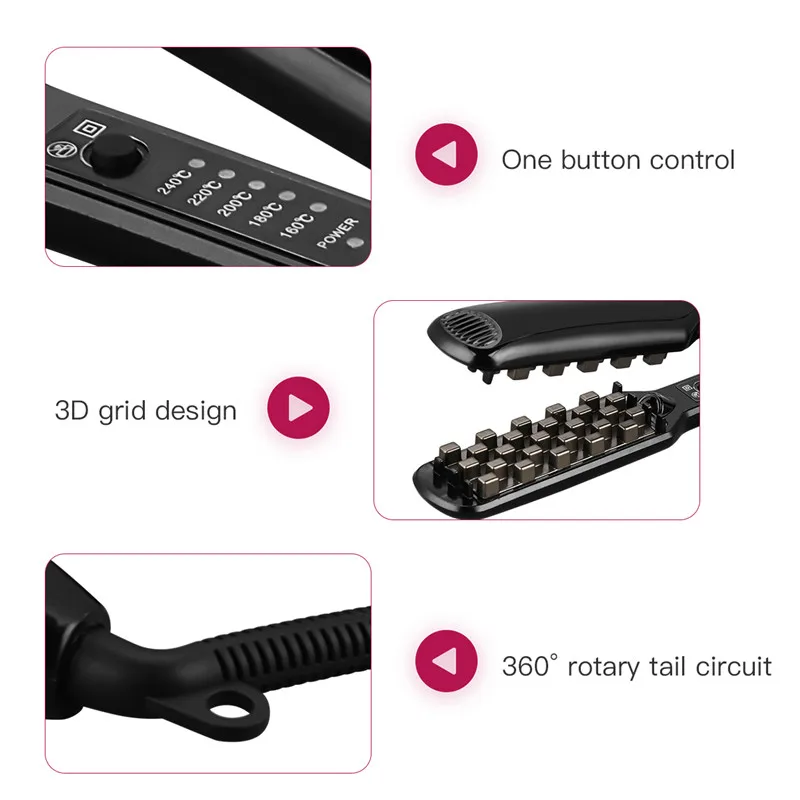 3D Grid Hair Crimper Professional Fluffy Iron Increase Volume Ceramic Hair Tool Hair Waver Styling Crimping Perm Pliers 5