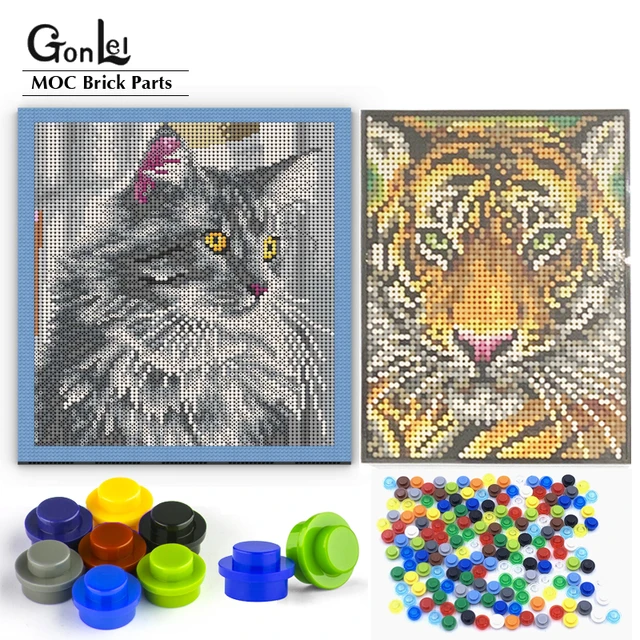 Feito à mão pixel arte 32x32 pontos diy pintura gato dos desenhos
