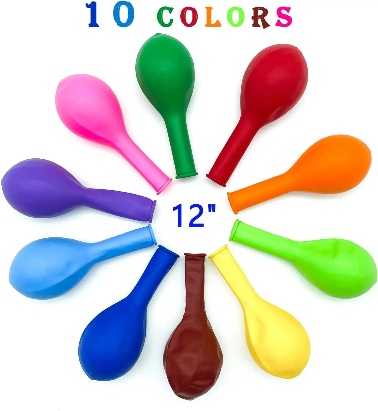 100 PCS Balloons Assorted Colors（Inside 10 Colors-10 Per Color) 12 Inch Balloons Bulk, Suitable for Birthday Family Party