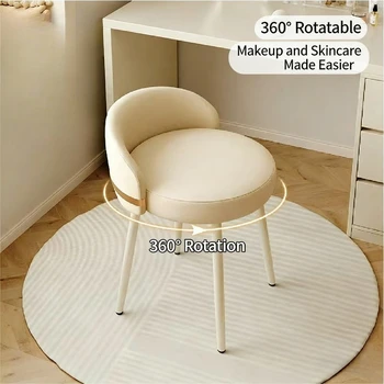 Sedia da Trucco per Camera da Letto, Sgabello per Toeletta, Design di Alta Classe, Sedia con Schienale, Girevole, Cuscino Confortevole, per Soggiorno
