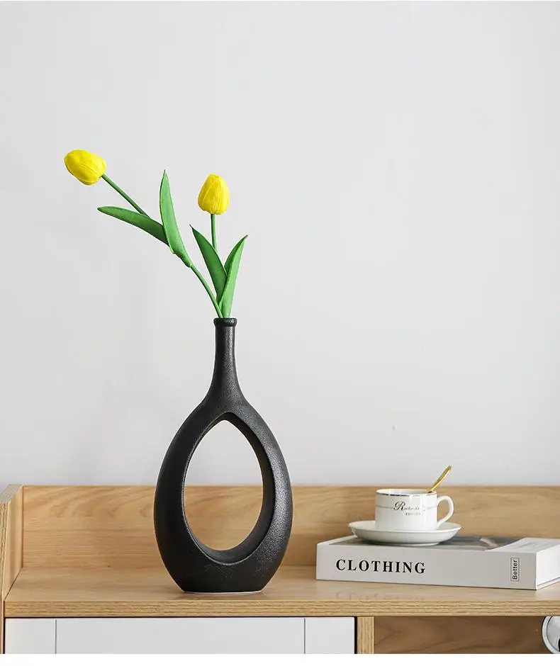 세라믹 꽃병 아트웨어, 모던 심플 할로우 아웃 꽃병, 거실 장식, 홈 장식 아트웨어, 드라이 플라워, 꽃 장치  Best5