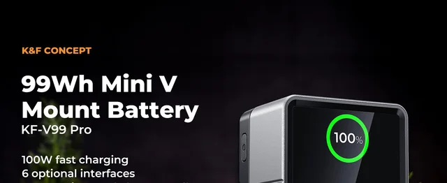 K&F Concept Batteria V Mount 99 Wh Con PD USB-C - Per Fotocamere E Monitor, Schermo TFT - Foto 9