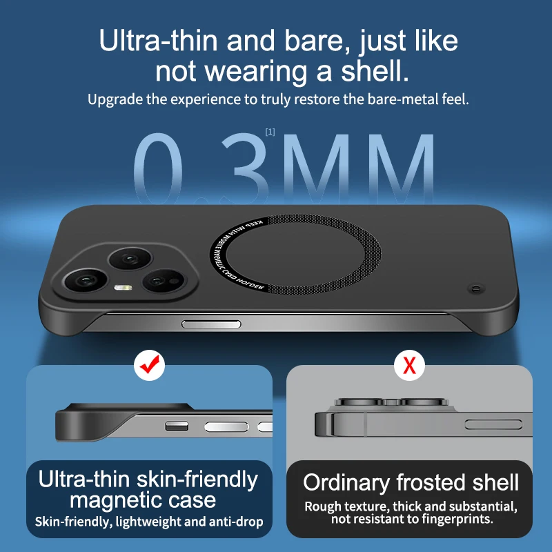 Frameless Slim Matte Magnetic Hard Case with MagSafe Wireless Charging Compatibility