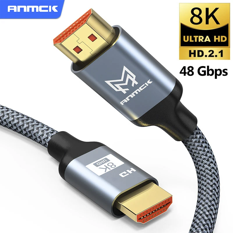 Совместимый кабель Anmck HDMI 8K 2,1 0,5 m 1m 3m 5m Поддержка ARC 3D HDR 4K 60Hz Ultra HD для разветвителя PS4 TV Box проектора