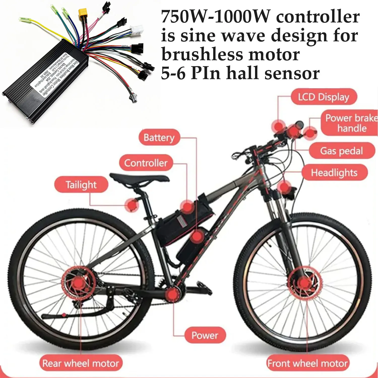 24V 36V 48V 750W-1000W E-Bike Controller Sine wave 35A Controller for UART No.2