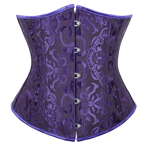 Underbust Corset Plus Size Gothic Corset Cincher Medieval Corsets for Women Jacquard Vintage Waist Corset Top Black White Purple - Image 12
