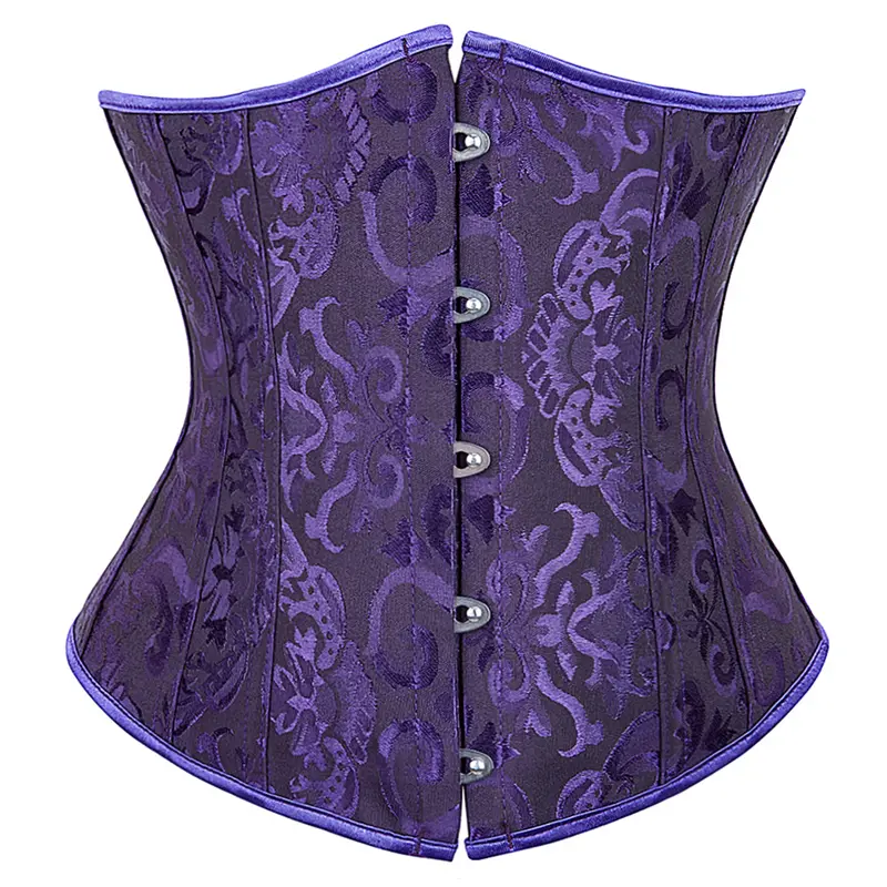 Underbust Corset Plus Size Gothic Corset Cincher Medieval Corsets for Women Jacquard Vintage Waist Corset Top Black White Purple - Image 12