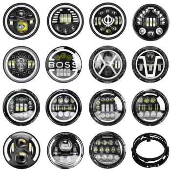 오토바이 LED 헤드라이트, JEEP 랭글러 JK 할리 투어링 클래식 일렉트라 로드 킹 야마하 7 인치 헤드라이트