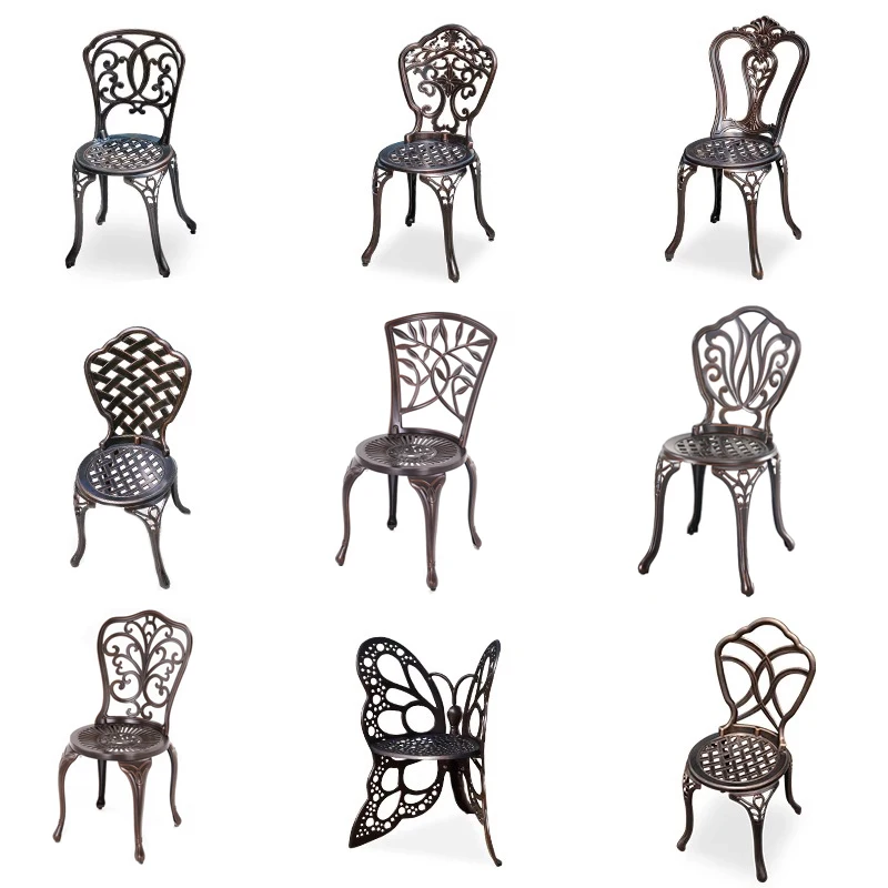 New Hot Waterproof Patio Garden Outdoor Cast Aluminum Chair Luxury Garden Disassembly Single Chair Small Balcony Furniture