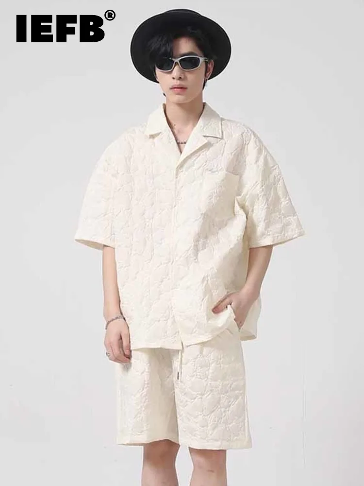 IEFB 2022 Design Casual Suit Men Summer New Korean Fashion Short Sleeve Simple Personality Solid Color Menswear 9A1844 |