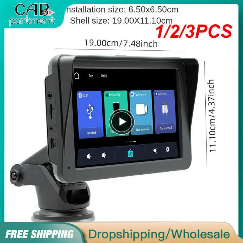 

Универсальный автомобильный радиоприемник Podofo, мультимедийный видеоплеер 7 дюймов с беспроводным Carplay и беспроводным сенсорным экраном для Android, 1/2/3 шт.