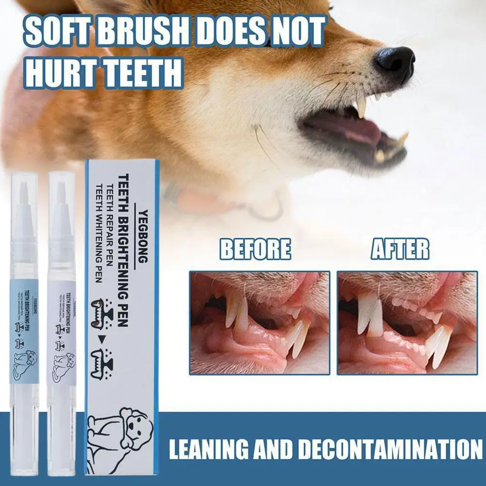 2PCS Pet Teeth Pen Fresh Breath Teeth Clean Brush Dental Calculus Safe Tartar Remove Grooming Toothbrush Cat Tooth Brush Pen
