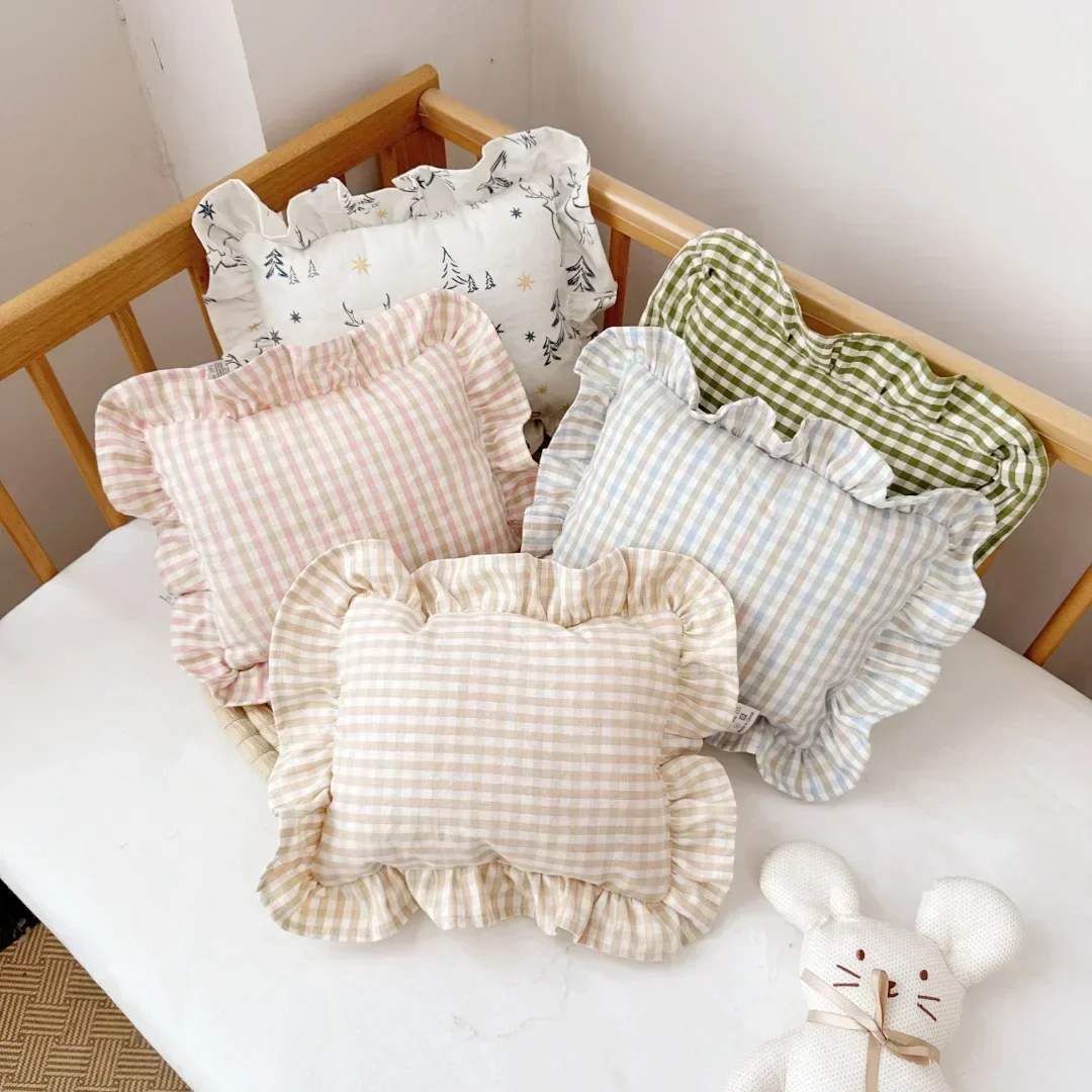 Nordic Style Cotton Baby Small Pillow 28x34cm with Ruffles Muslin Kids Cushion Baby Newborn Bedding Pillows Cushions Room 3