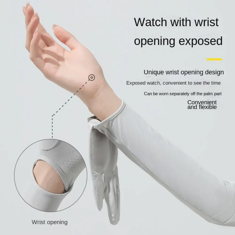 Sun Protection Sleeves for Summer Women's Outdoor Cycling Fingerless Long Anti-UV Original Yarn Ice Sleeve Sun Protection Gloves 3