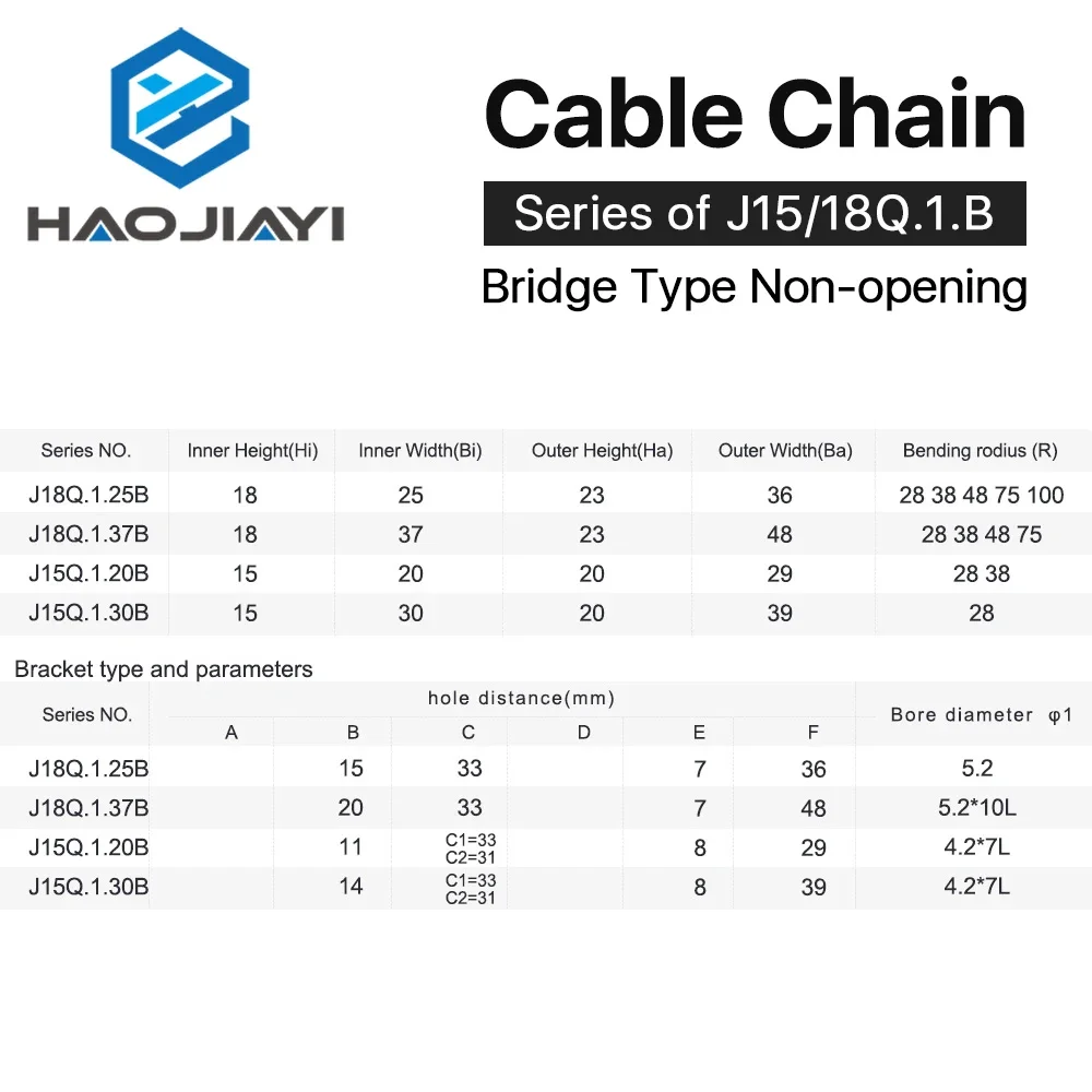 Plastic cable chain cable carrier Cable Chains 15x20 15x30 18x25 18x37 mm Bridge Type Non-Opening Plastic Towline Transmission Drag Chain for Machine