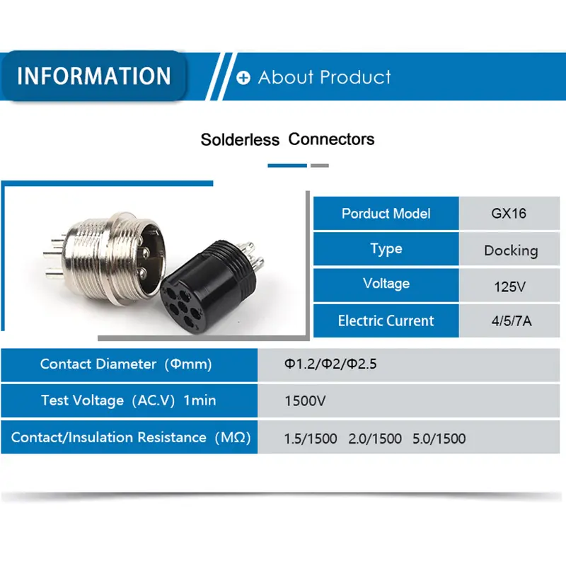 GX16 2/3/4/5/6/7/8/9/10 Pins Aviation Plug Aviator Socket Butt Joint Male&Female Docking Connectors image 4