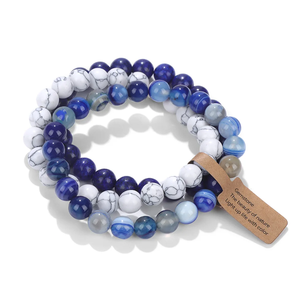Natural Stone Bracelet 3PCS Rose Quartzs Opal Turquoises