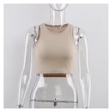 

2022 NEW Forefair Ribbed Tank Tops Sexy Crop Vest Solid Harajuku Korean Female Off Shoulder Knitted Khaki White Summer Women