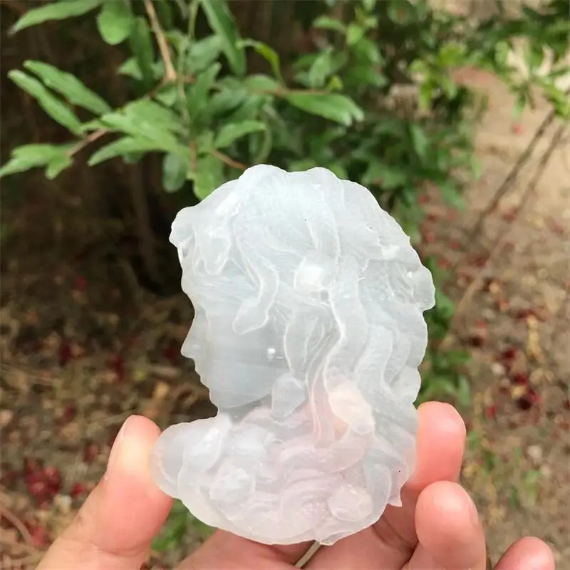 1PC Natural Selenite Medusa Crystal Carvings Statue Craft Chakra Healing Reiki Quartz Gift For Home Decoration