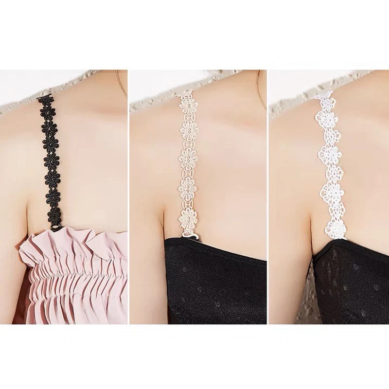 Women Elastic Bra Strap Bra Accessories Floral Lace Bra Strap Anti