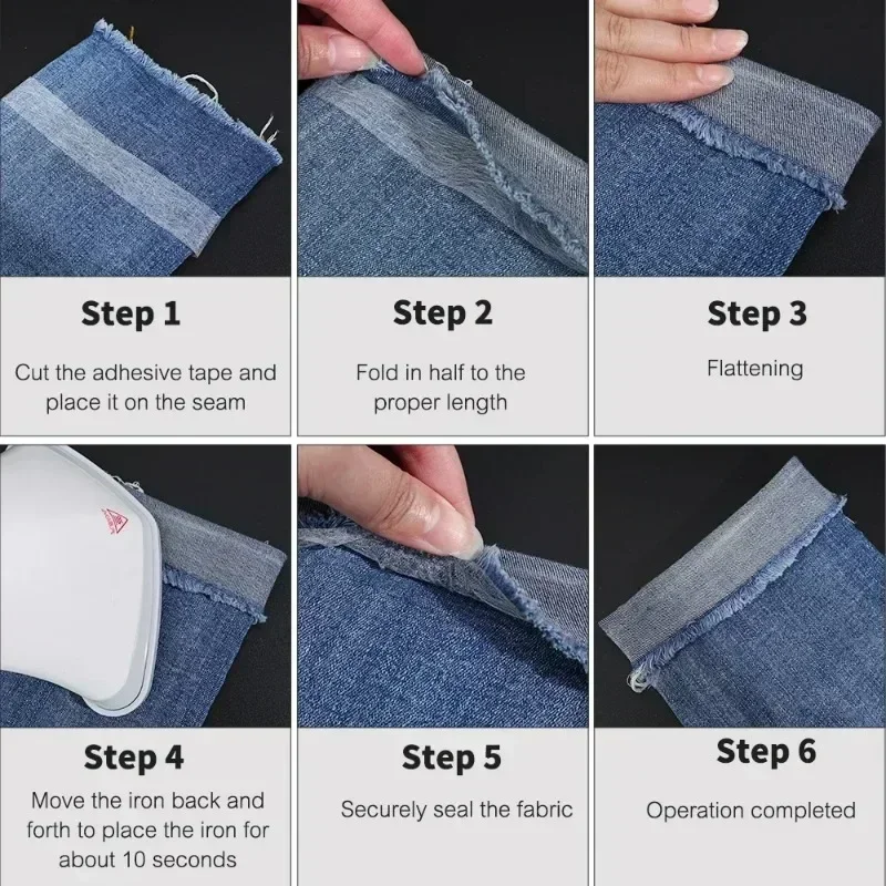 Sewing Double Sided Tape Double-sided Non-woven Interlining Adhesive Tape Iron On Hem Tape Edge Shorten Repair Pants for Hats Clothes DIY Sewing Crafts