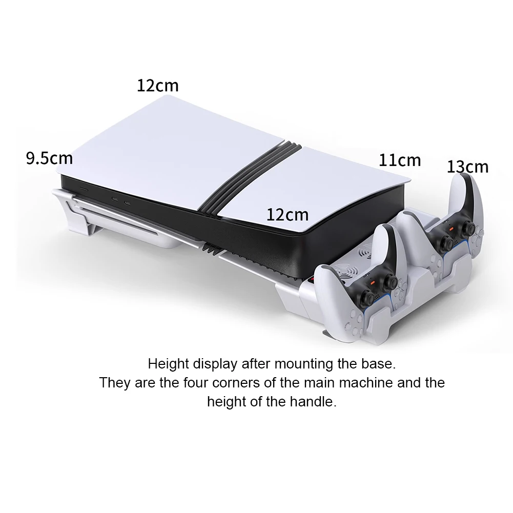 Horizontal Stand and Cooling Station W/ USB Hub with Three Adjustable-speed Fans port Charger for PS5 Slim/PS5 Pro Disc & Digita