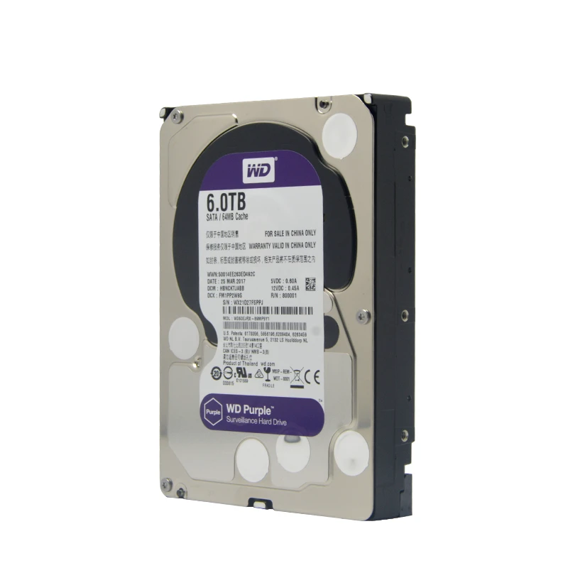 WD Purple 6TB HDD 監視用内蔵ハードドライブディスク 3.5インチ 64MB