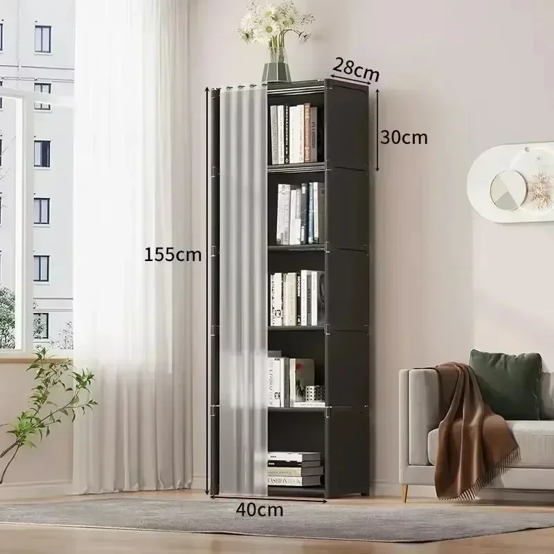Open Closets Dustproof Wardrobe Storage Cabinet with Large Capacity Curtains Simple Assembly Clothes Organizer Bedroom Furniture 6