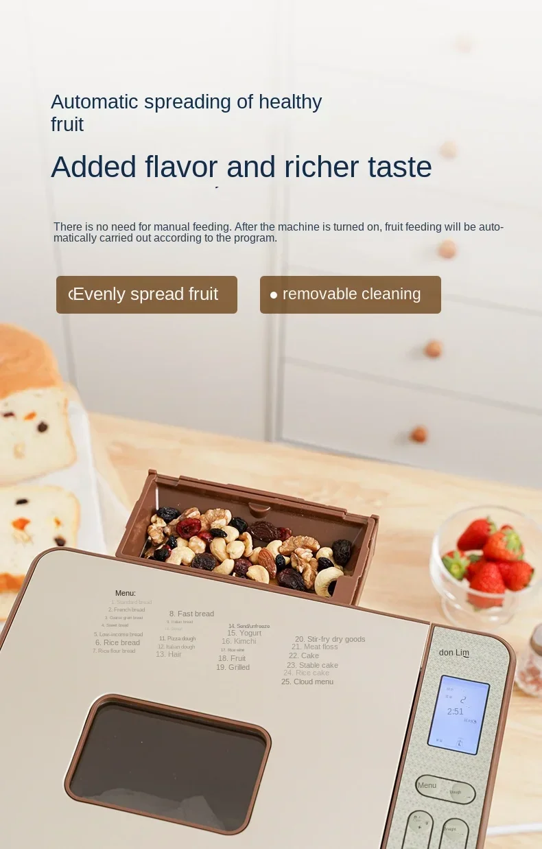 Donlim DL-TM018 Bread Maker Home Automatic Small Cake Maker and Dough Fermenter Multi-function Breakfast Machine Toaster 6