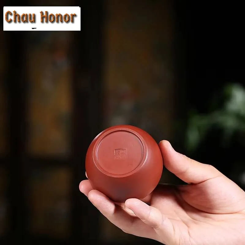 2 Pcs/set 80ml Authentic Yixing Purple Clay Dahongpao Teacup Handmade Tea Bowl Pu'er Master Cup Chinese Tea Set Accessories Gift