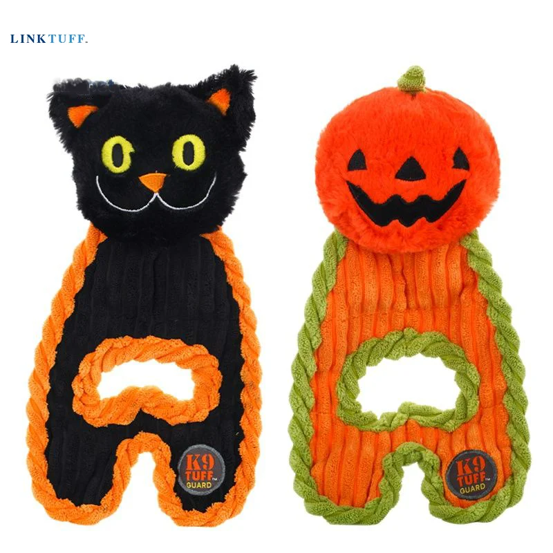 Linktuff Pet Dog Squeaky Training Toys (Halloween Series) - Cat/Pumpkin