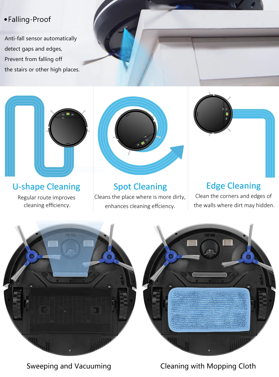 Description Picture 6 of itemHigh quality wet and dry mopping household sweeping robot cleaning automatic intelligent robot vacuum cleaner