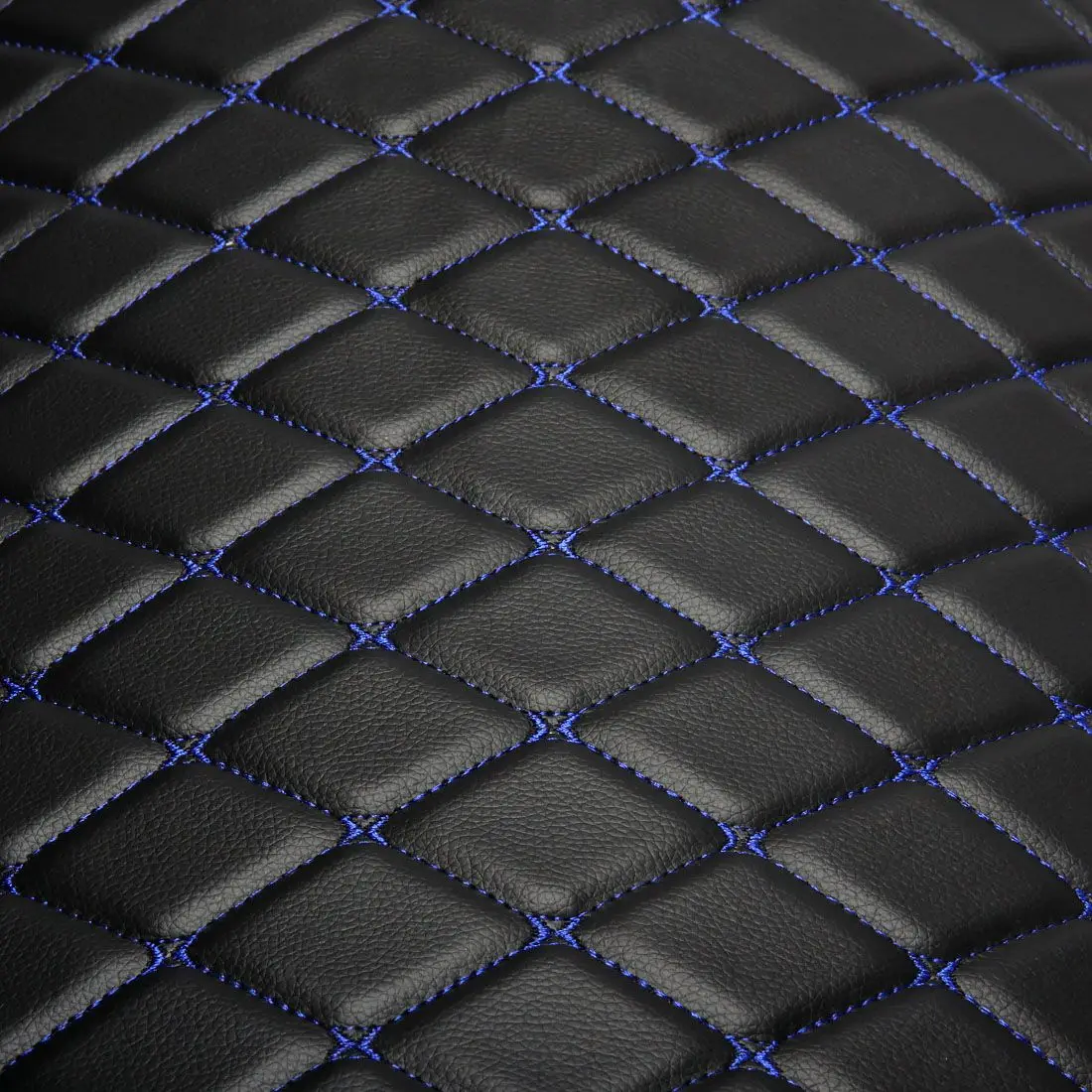 Eco-leather self-adhesive for auto, quilted, leather covers, furniture-standard black figured rhombus Blue 7mm 1.40 m x 1 p. m