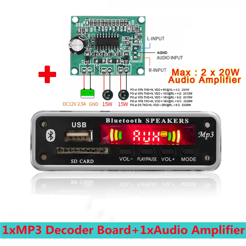 KEBIDU Wireless Bluetooth 5V 12V MP3 WMA Decoder Board Audio Module Support USB SD AUX FM Audio Radio Module For Car accessories mp3 player bluetooth MP3 Players