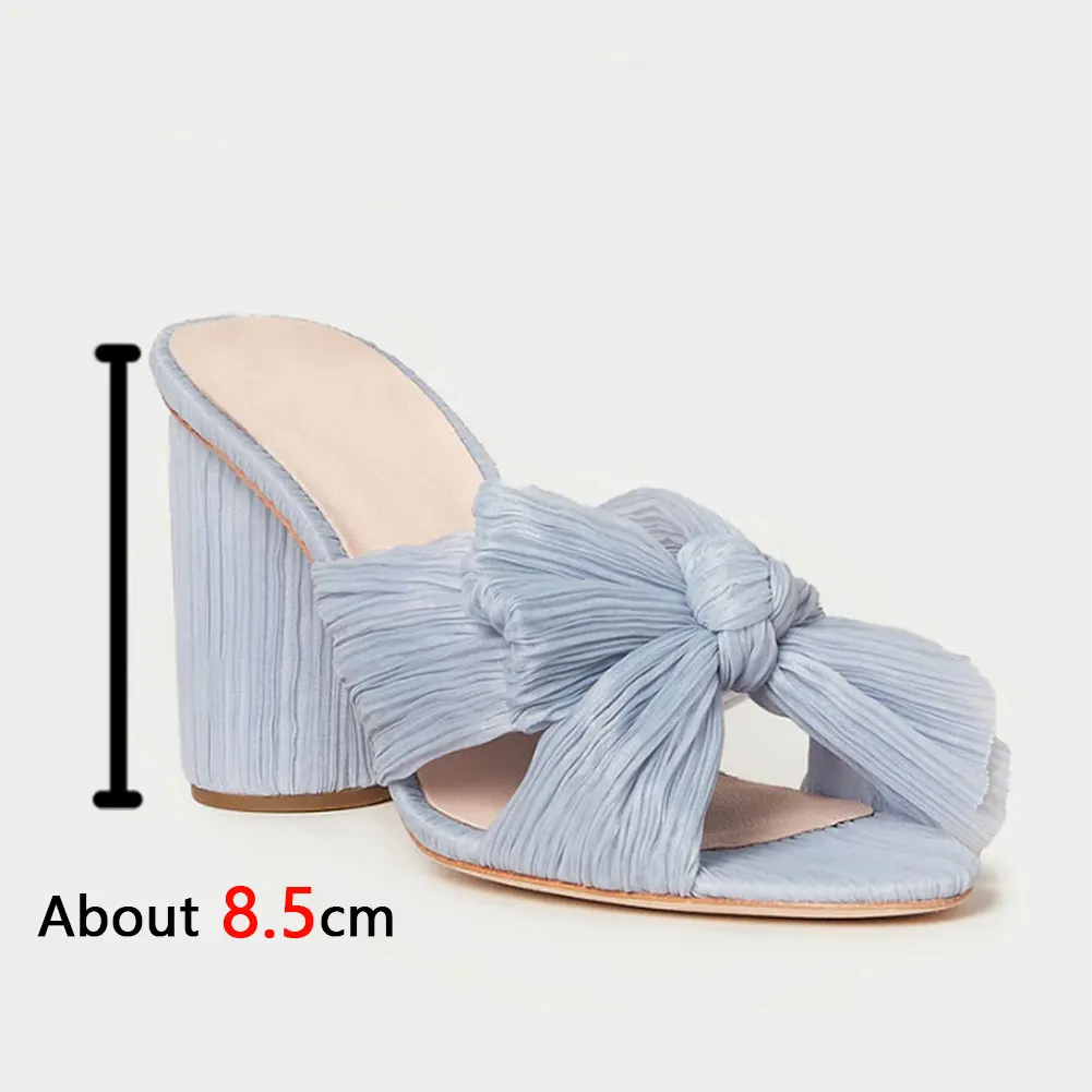 Brand New 2022 Summer Woman Mules Shoes Sandals Super High Heel With Butterfly-knot Sweet Lady Office Shoes Plus Size 50 