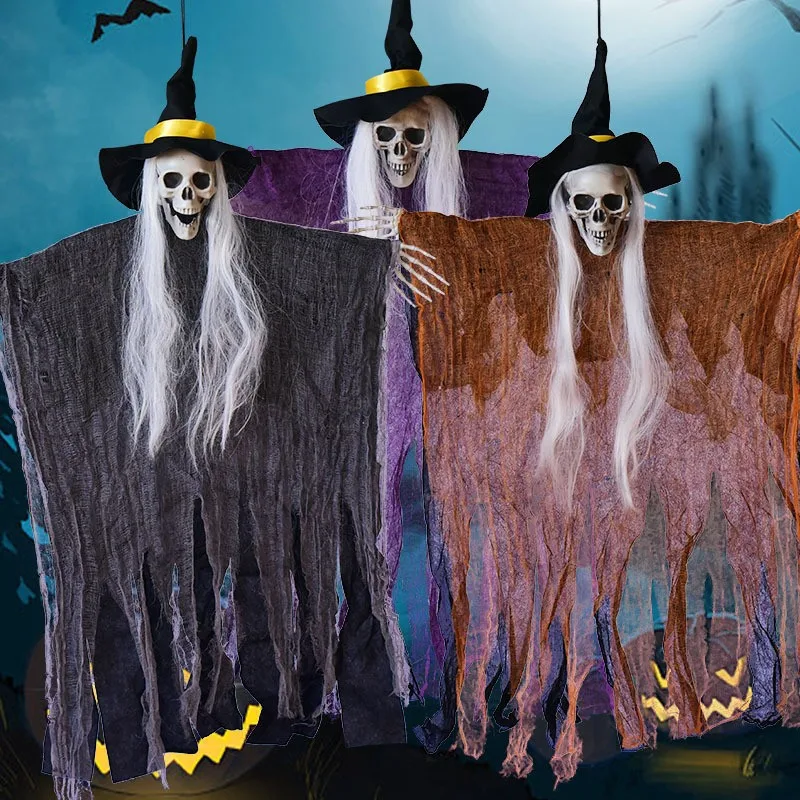 LOGOFUN 3 peças de pingente de bruxa assustadora para pendurar fantasma de  Halloween decorações de festa de Halloween para casa assombrada