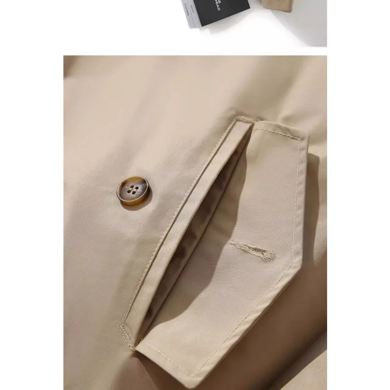 Frühling Herbst Herrenjacke Amerikanischer Retro-Stil Dünner Stehkragen Langarm Herren-Oberbekleidung Einfarbig Vielseitige Männerjacke – Detail 7