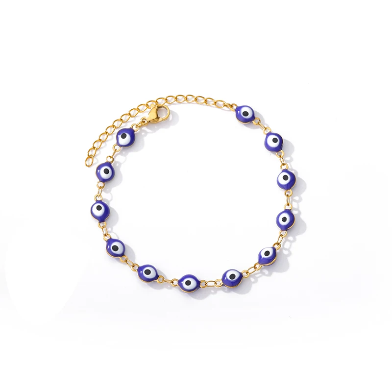 Bracciale Rigido Occhio Di Allah In Acciaio Inossidabile Con Placcatura Oro 18K E Zirconie – Gioiello Portafortuna Per Donna – Regalo Elegante In Sacchetto Di Velluto LONYOO