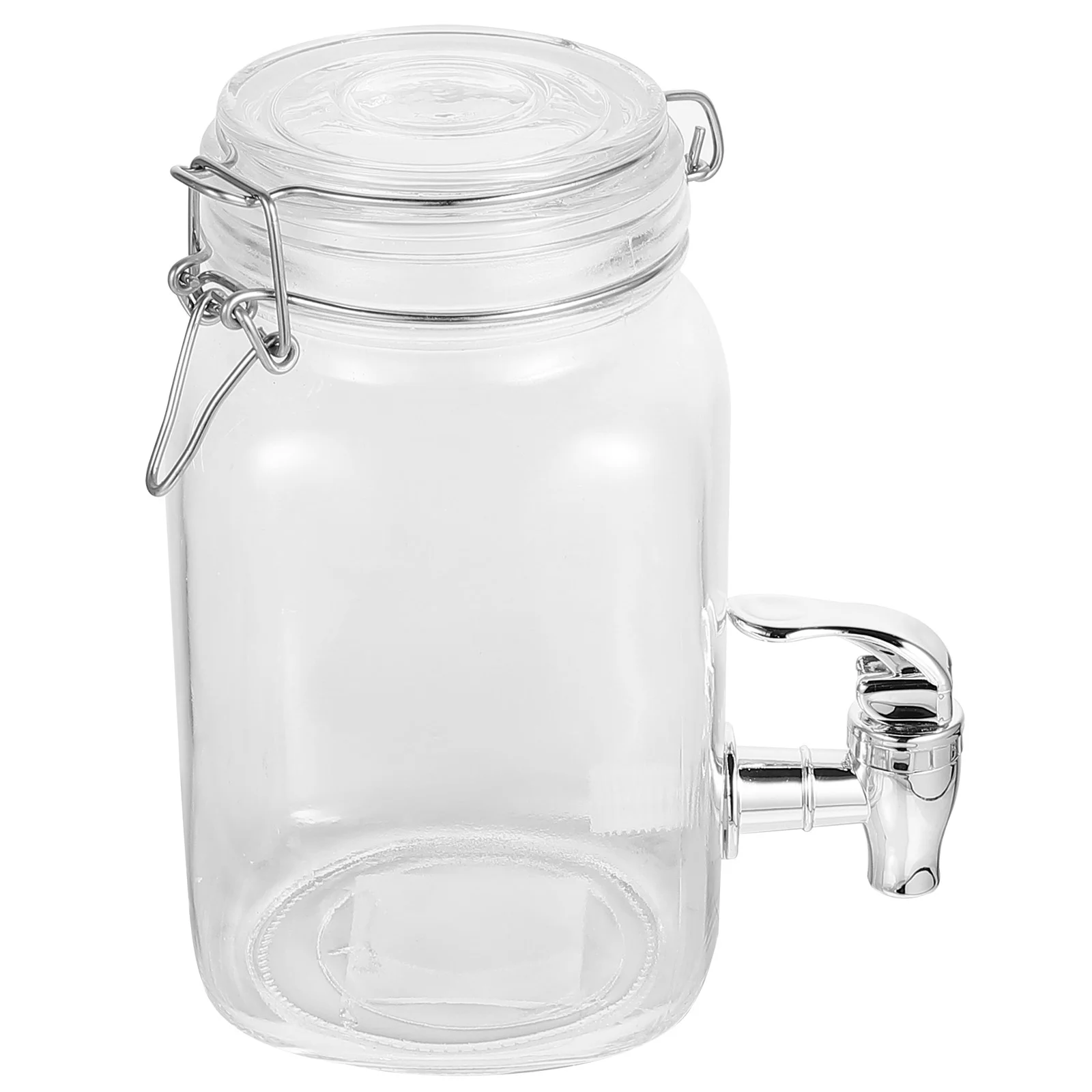 GlassWaterDispenserGlassJarSpigotClearGlassBottlesCapsDrink